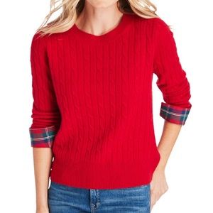 Merry Plaid Cuff Coral Lane Cashmere Sweater